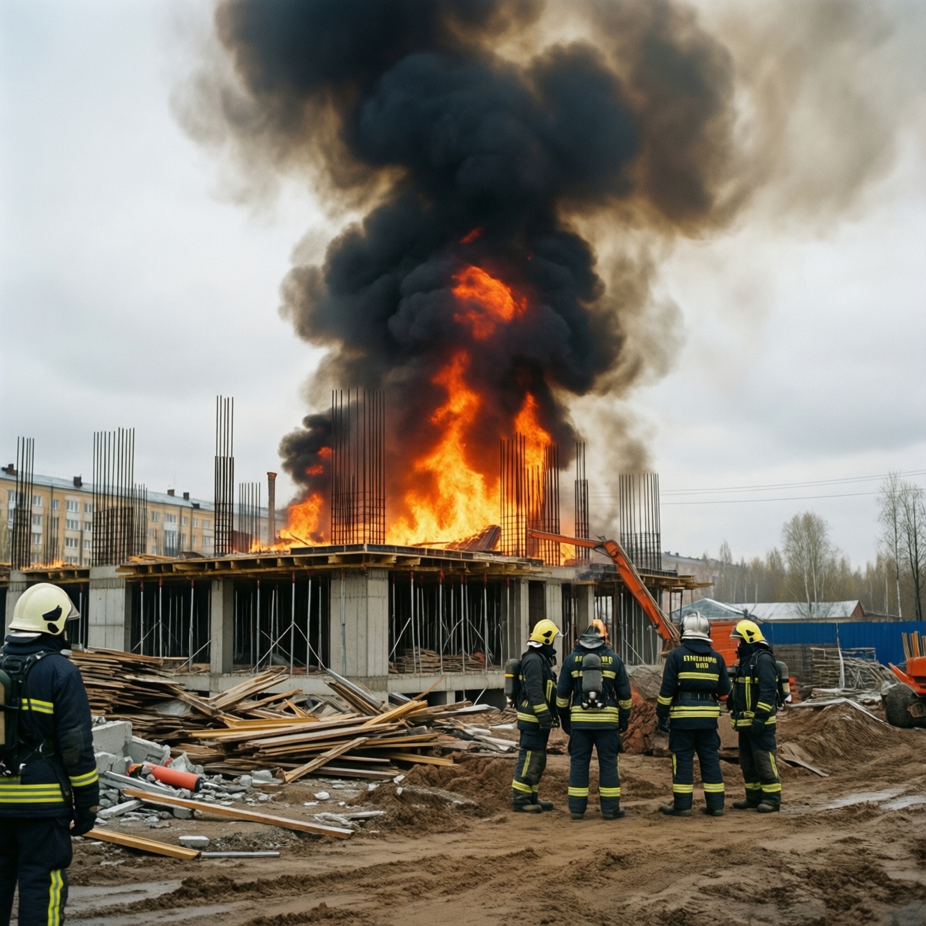 Подрядчик рассказал версию пожара на стройке в Левобережье Омска